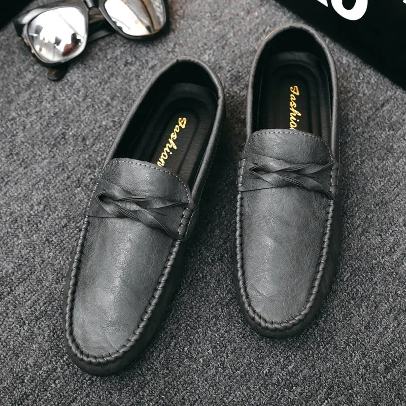 2024 Summer Loafers Men's British Business Casual One Pedal Doudou Leather Shoes Breathable Young Hairstylist Men's Shoes