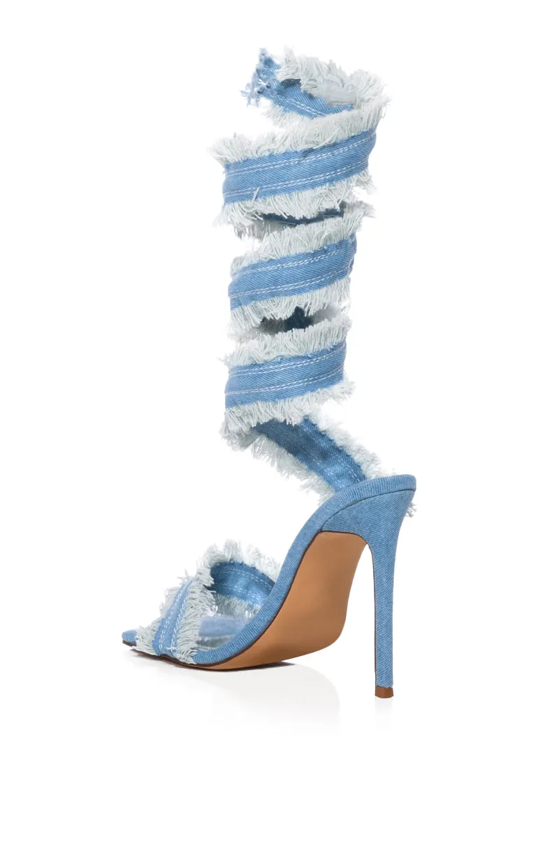 AZALEA WANG LUS DENIM WRAP UP SANDAL