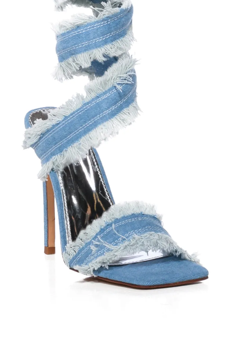 AZALEA WANG LUS DENIM WRAP UP SANDAL