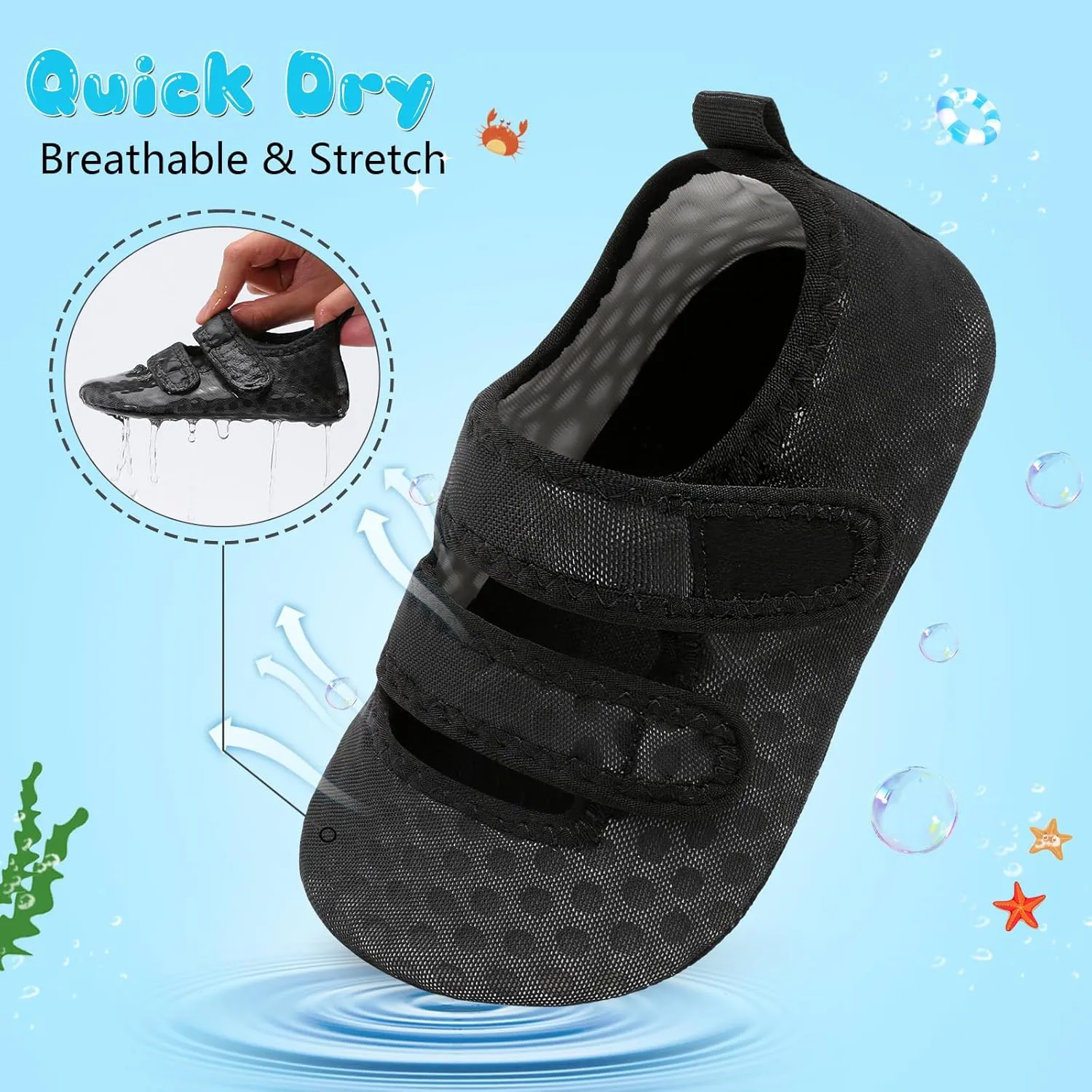 BARERUN Toddler Water Shoes Boys Girls Quick Dry Barefoot Aqua Shoes for Swim Pool Beach Non Slip Breathable Sandals Lightweight Summer House Slippers