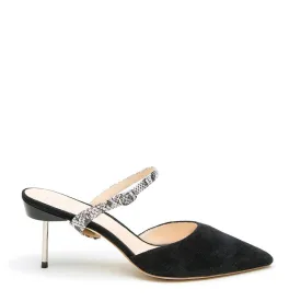 Black Suede Stiletto   Python Twiggy Strap
