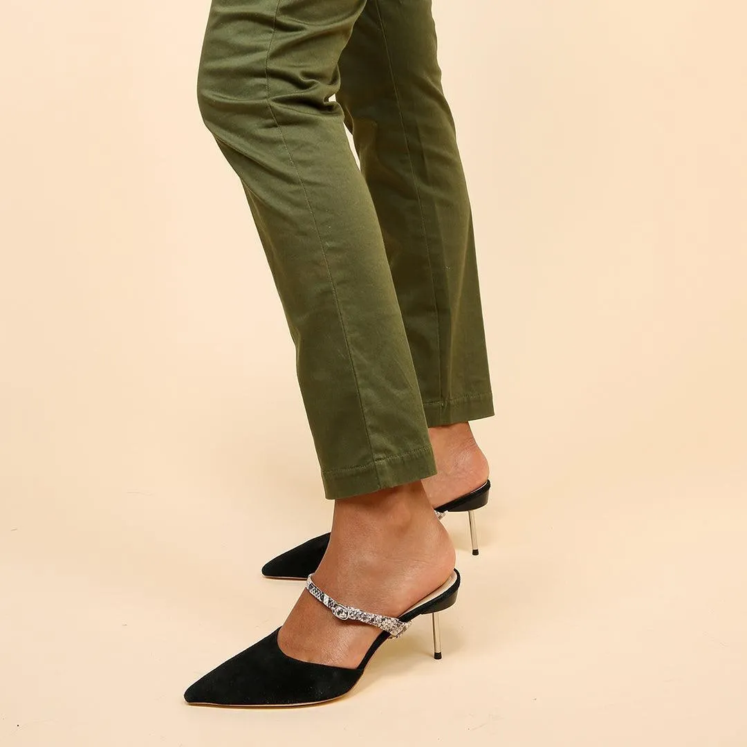 Black Suede Stiletto   Python Twiggy Strap