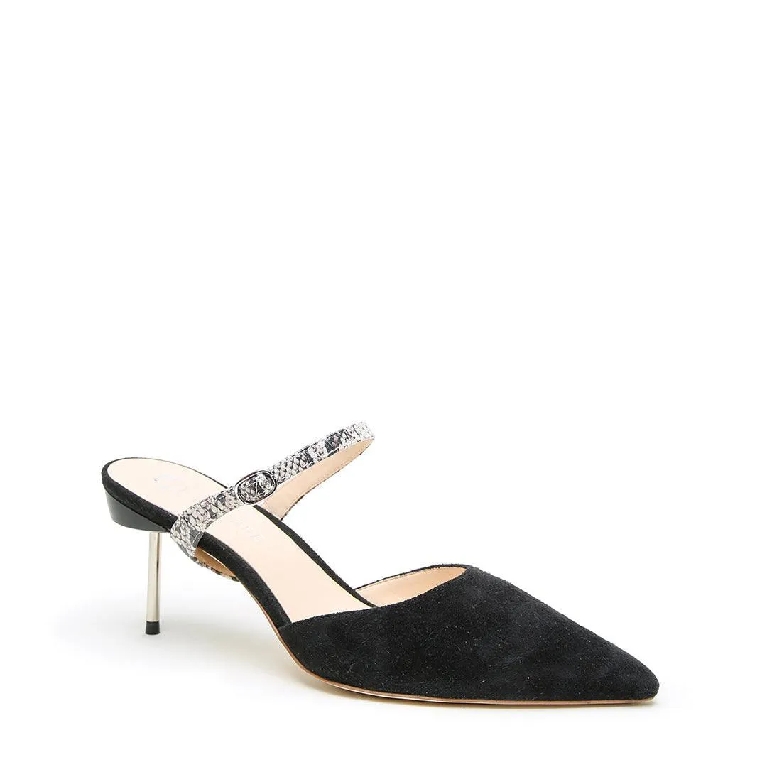Black Suede Stiletto   Python Twiggy Strap