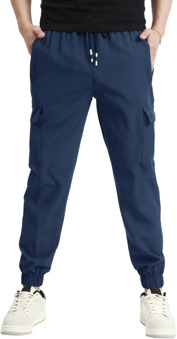 Boys Cargo Joggers Pants Outdoor Youth Quick Dry Hiking Pants Lightweight Athletic Pants with Zipper Pockets