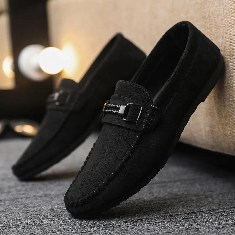 Breathable and wear-resistant one-pedal leather shoes British soft-soled lightweight men's loafers Doudou shoes men's fashion formal lazy shoes