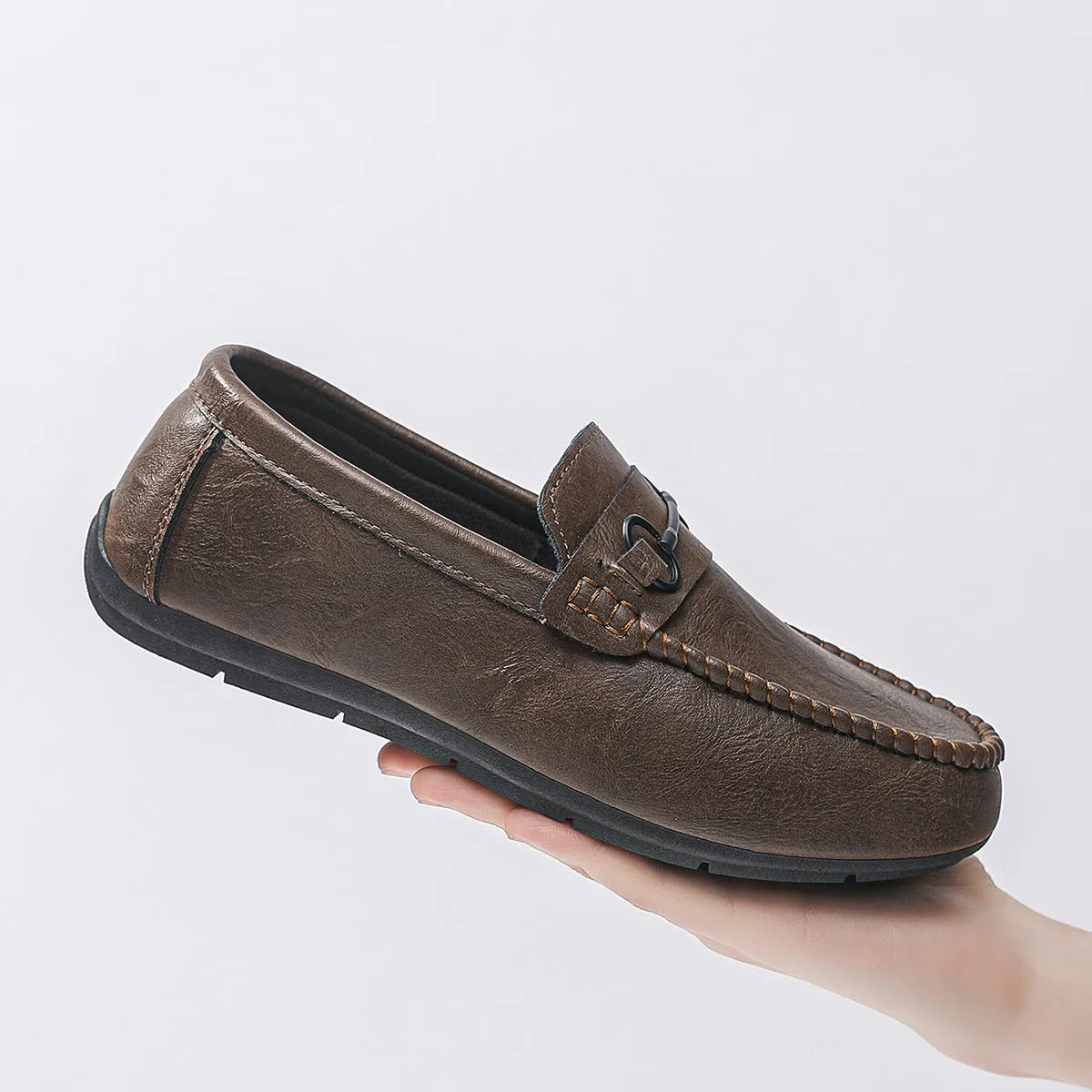 British high-end breathable men's shoes with one foot, Doudou loafers, comfortable driving, low-top summer flat bottom Wenzhou