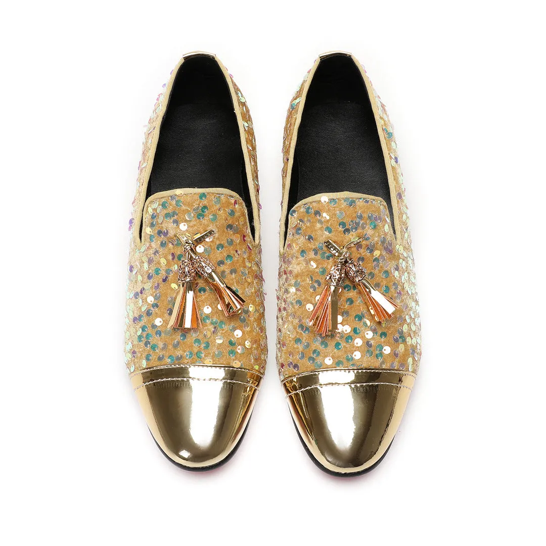 Doudou shoes men's breathable new leather soft sole one pedal handmade rhinestone men's shoes casual trend men's loafers