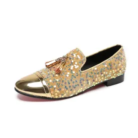 Doudou shoes men's breathable new leather soft sole one pedal handmade rhinestone men's shoes casual trend men's loafers
