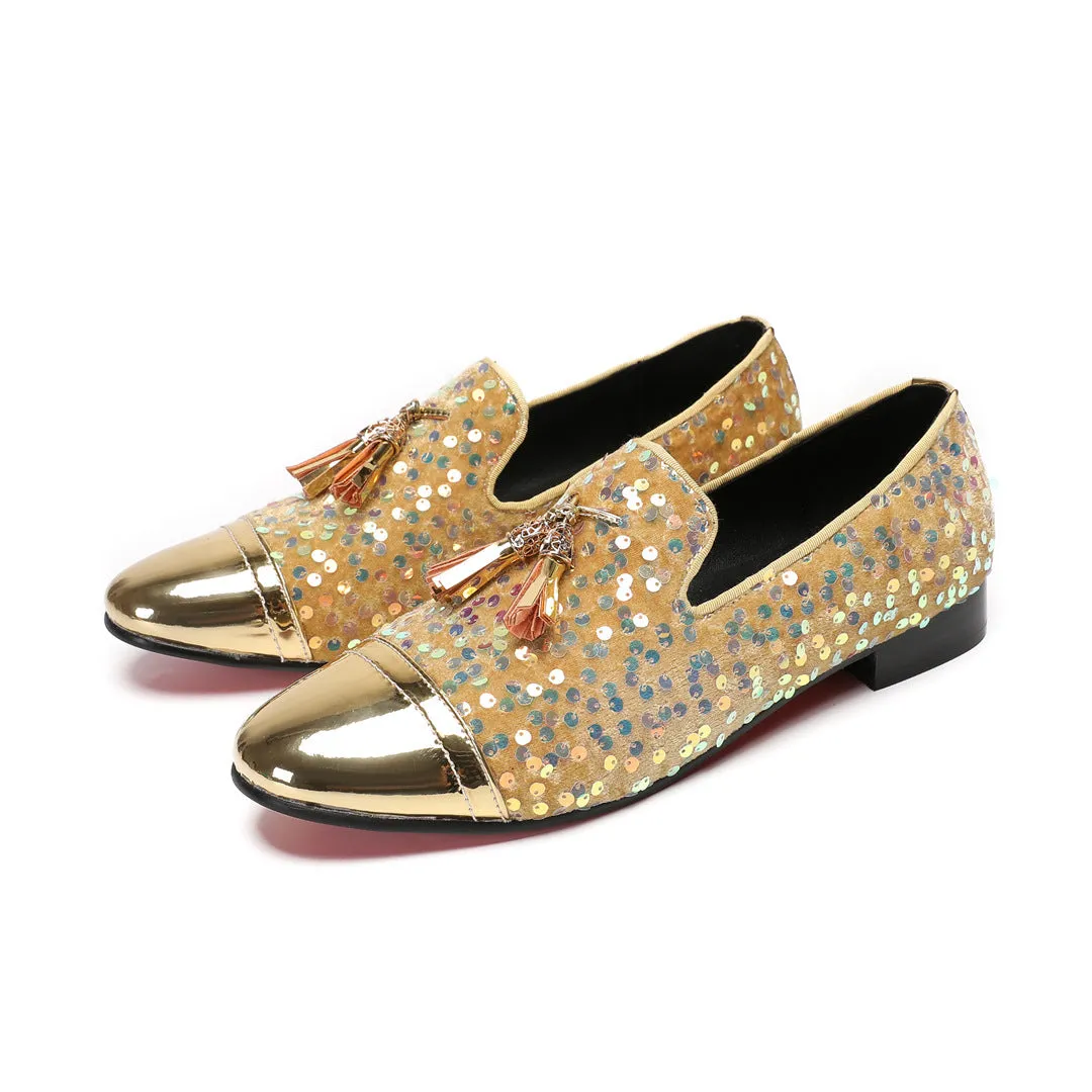 Doudou shoes men's breathable new leather soft sole one pedal handmade rhinestone men's shoes casual trend men's loafers