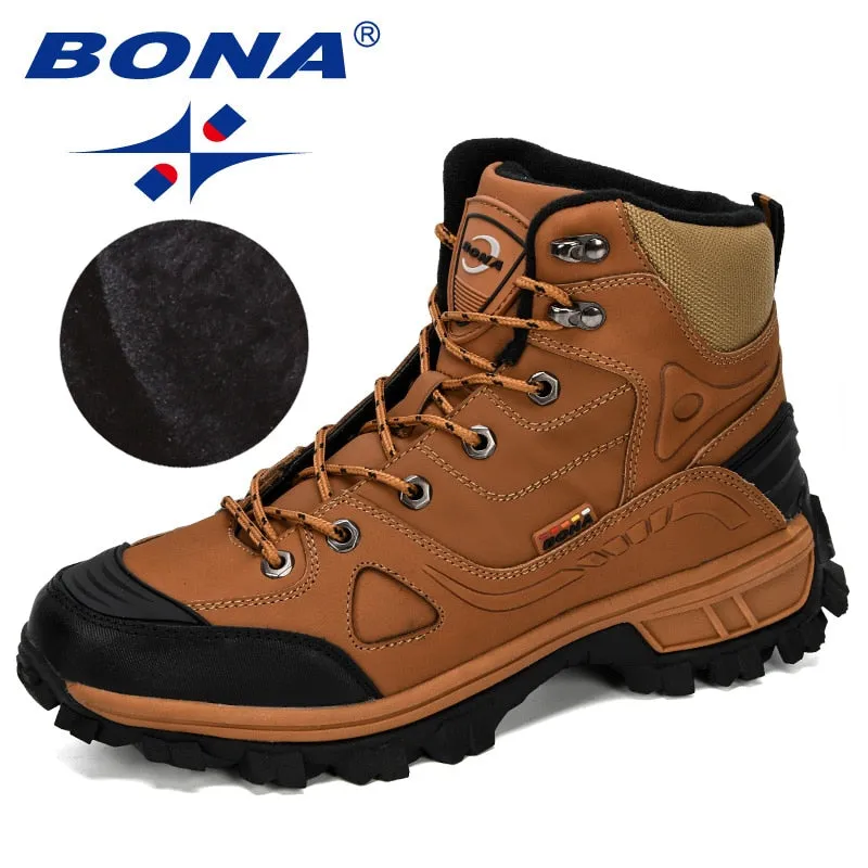 Genuine Leather Hiking Shoes Men Winter Outdoor Sport Shoes