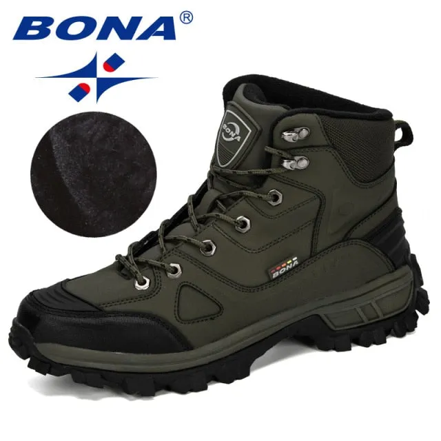 Genuine Leather Hiking Shoes Men Winter Outdoor Sport Shoes