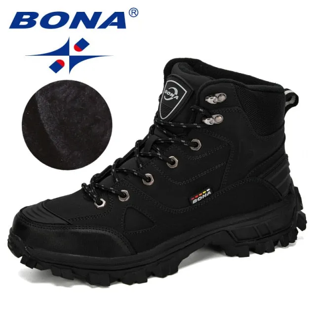 Genuine Leather Hiking Shoes Men Winter Outdoor Sport Shoes