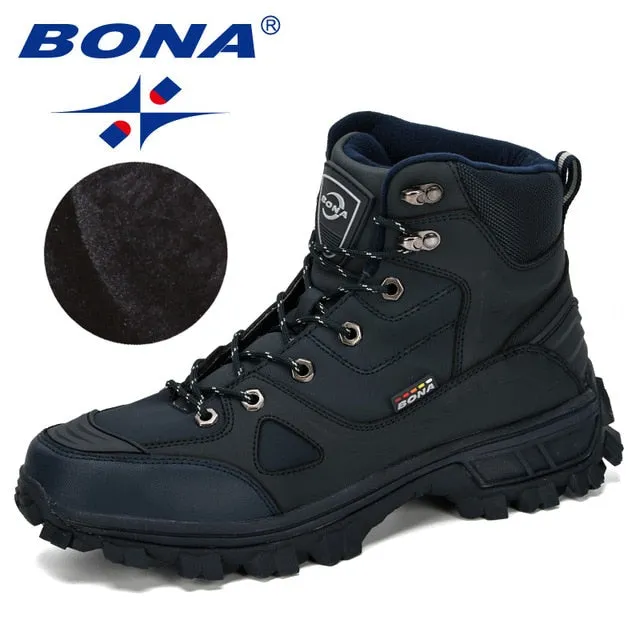 Genuine Leather Hiking Shoes Men Winter Outdoor Sport Shoes