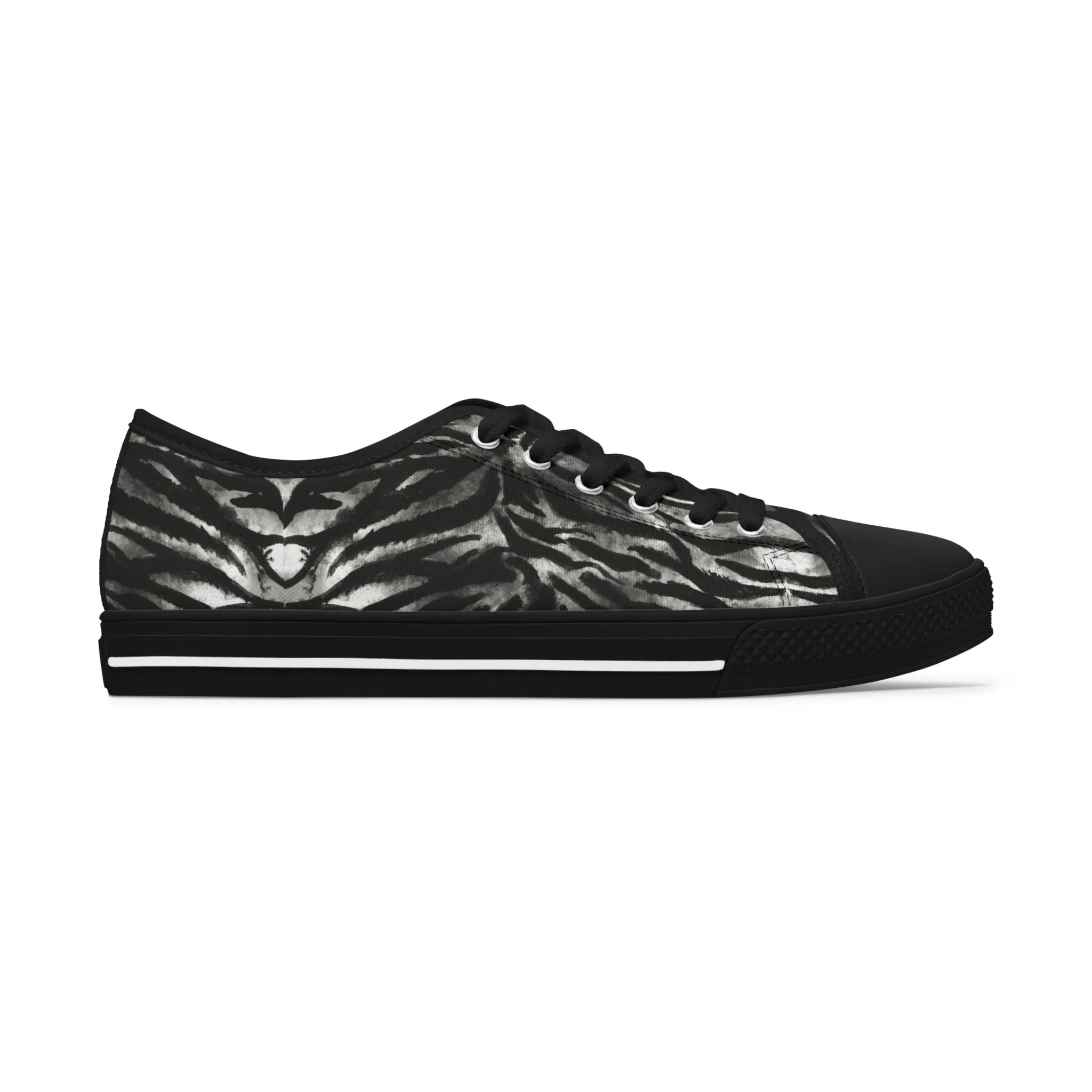 Grey Tiger Striped Print Sneakers, Animal Print Women's Sneakers, Best Low Top Sneakers (US Size: 5.5-12)