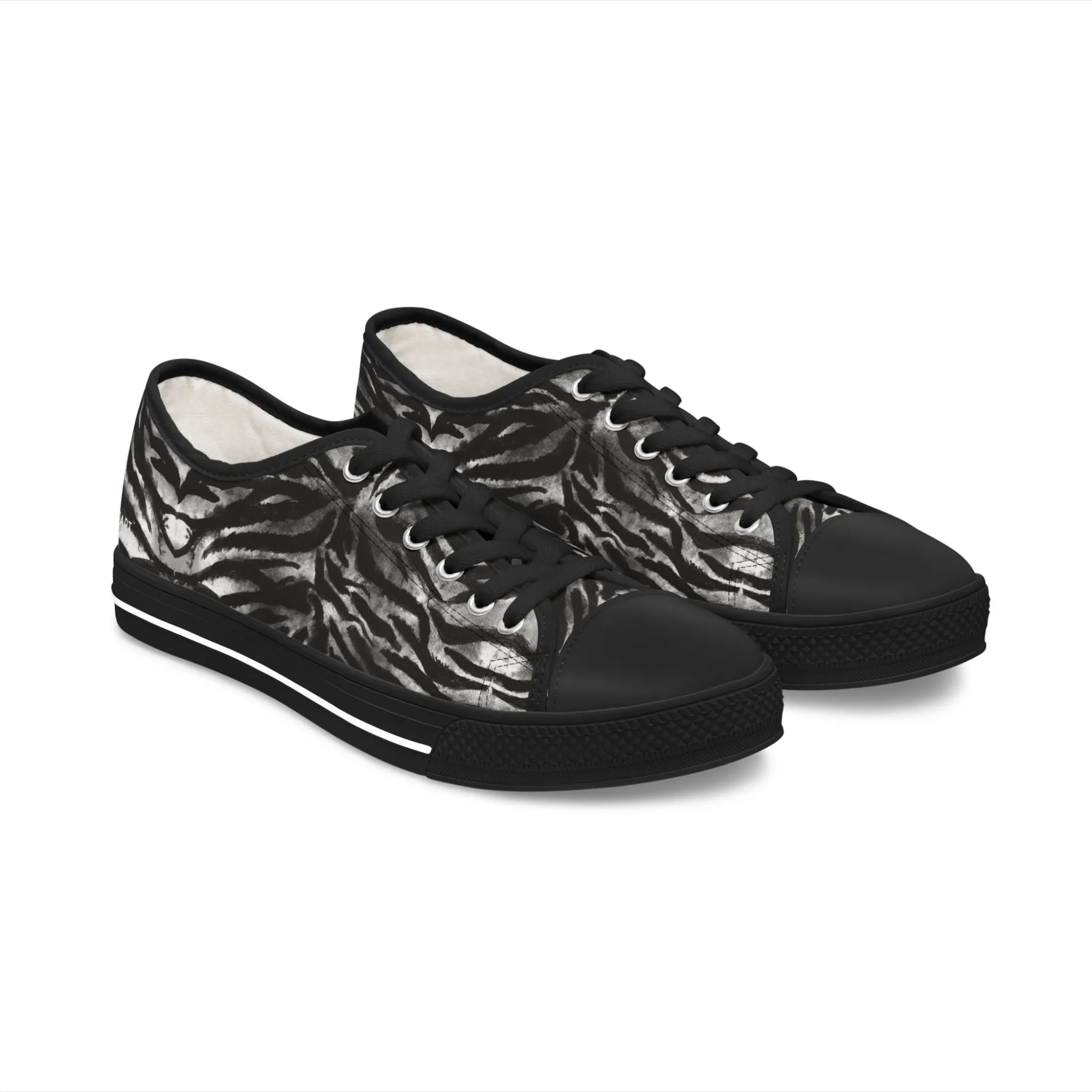 Grey Tiger Striped Print Sneakers, Animal Print Women's Sneakers, Best Low Top Sneakers (US Size: 5.5-12)