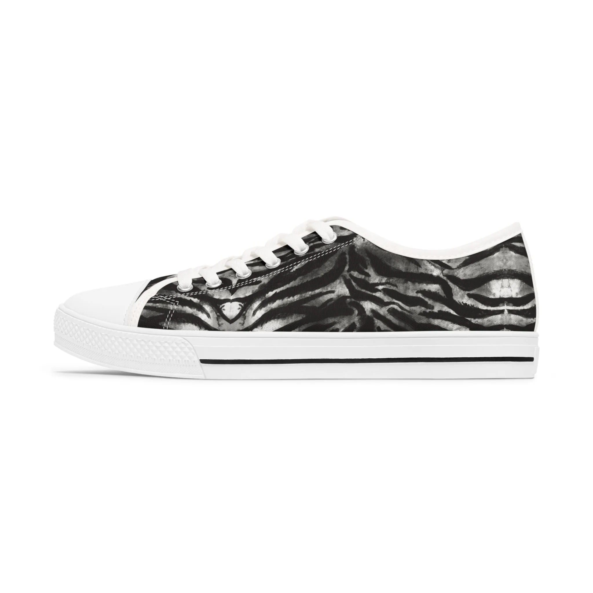 Grey Tiger Striped Print Sneakers, Animal Print Women's Sneakers, Best Low Top Sneakers (US Size: 5.5-12)