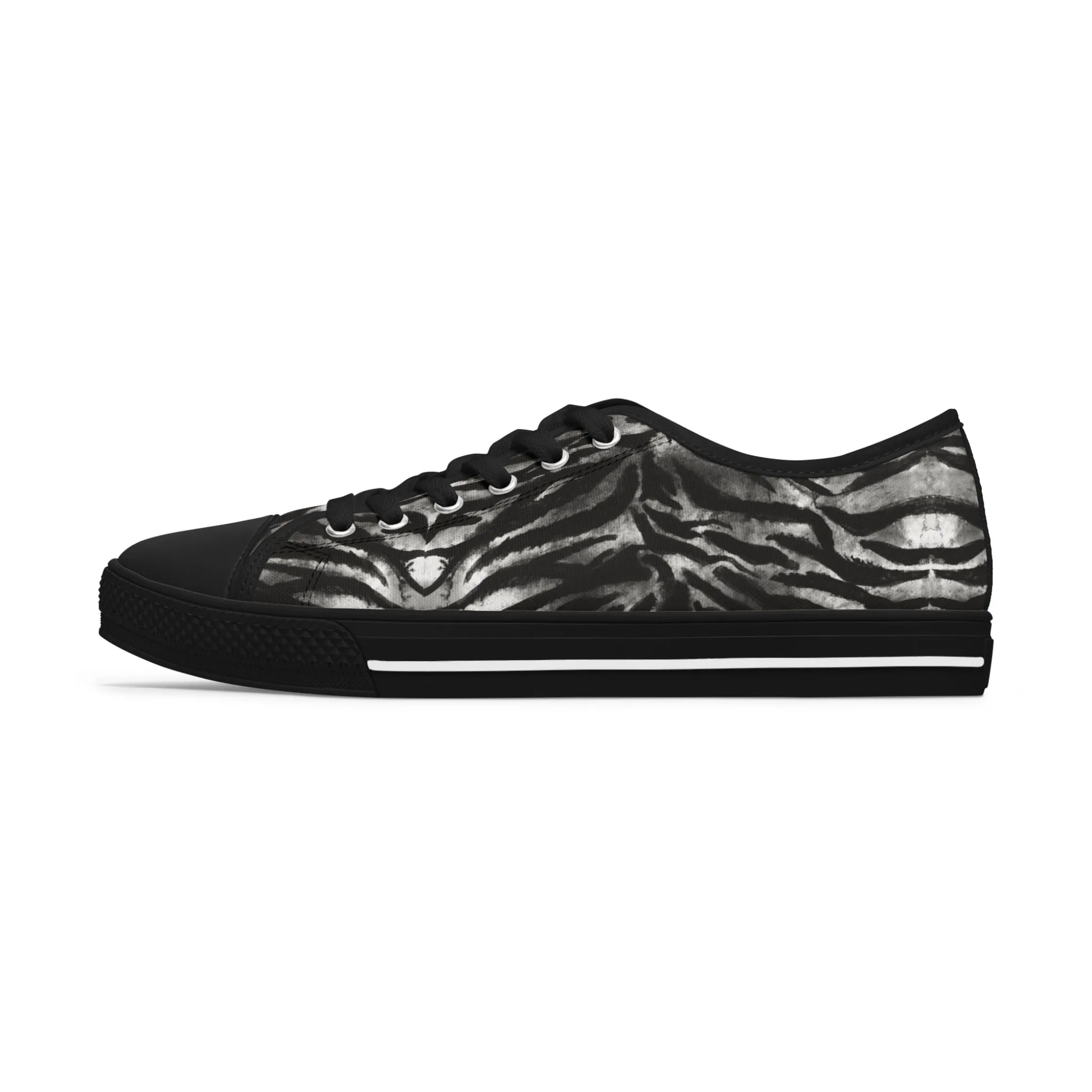 Grey Tiger Striped Print Sneakers, Animal Print Women's Sneakers, Best Low Top Sneakers (US Size: 5.5-12)