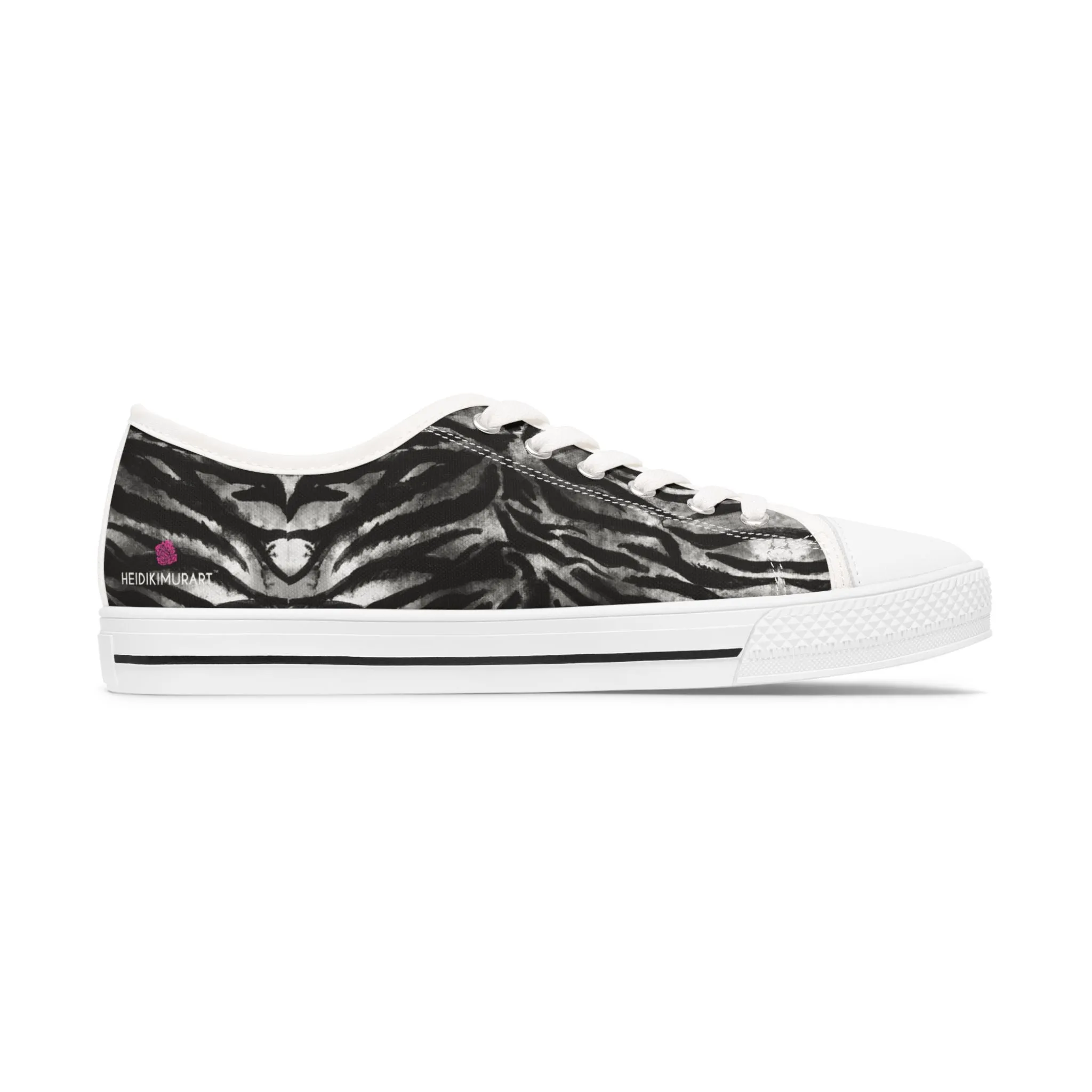 Grey Tiger Striped Print Sneakers, Animal Print Women's Sneakers, Best Low Top Sneakers (US Size: 5.5-12)