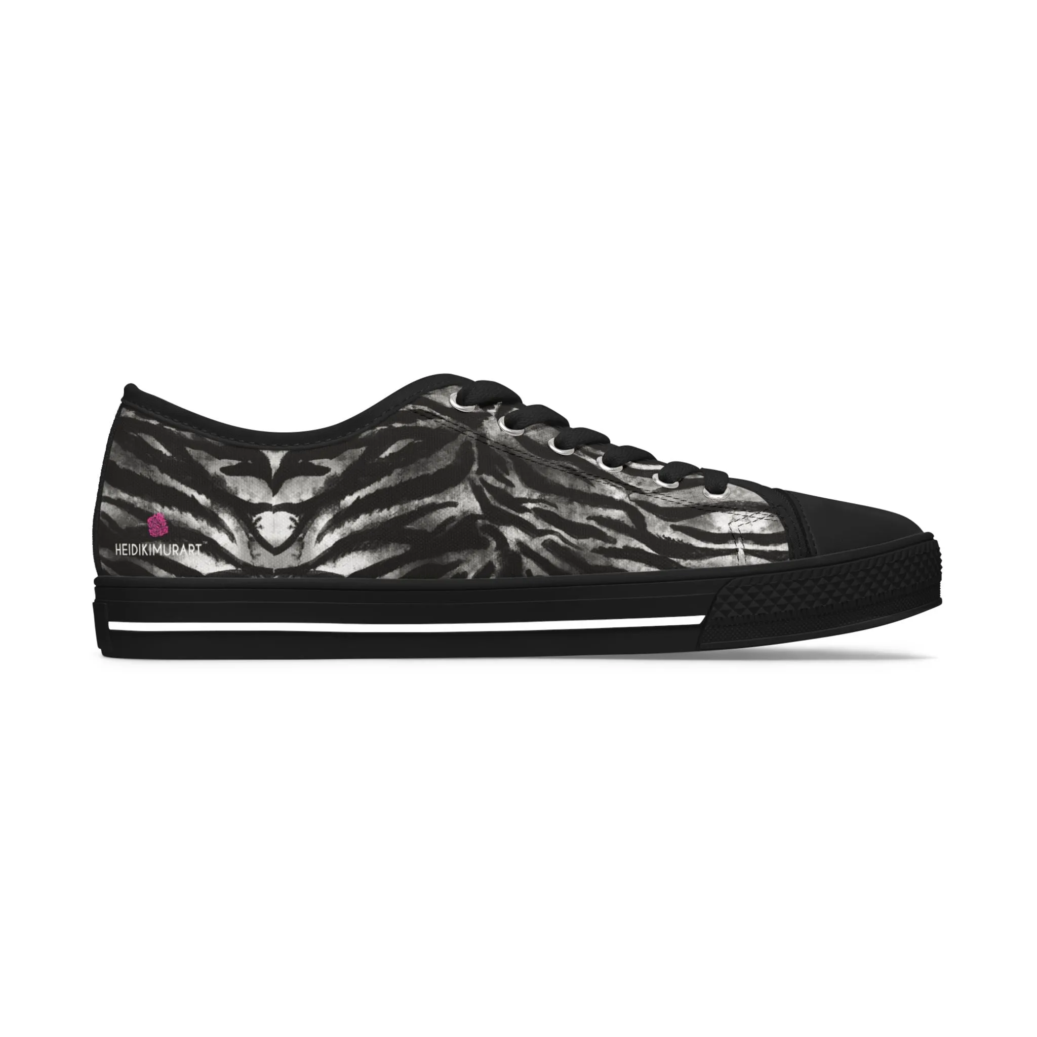 Grey Tiger Striped Print Sneakers, Animal Print Women's Sneakers, Best Low Top Sneakers (US Size: 5.5-12)