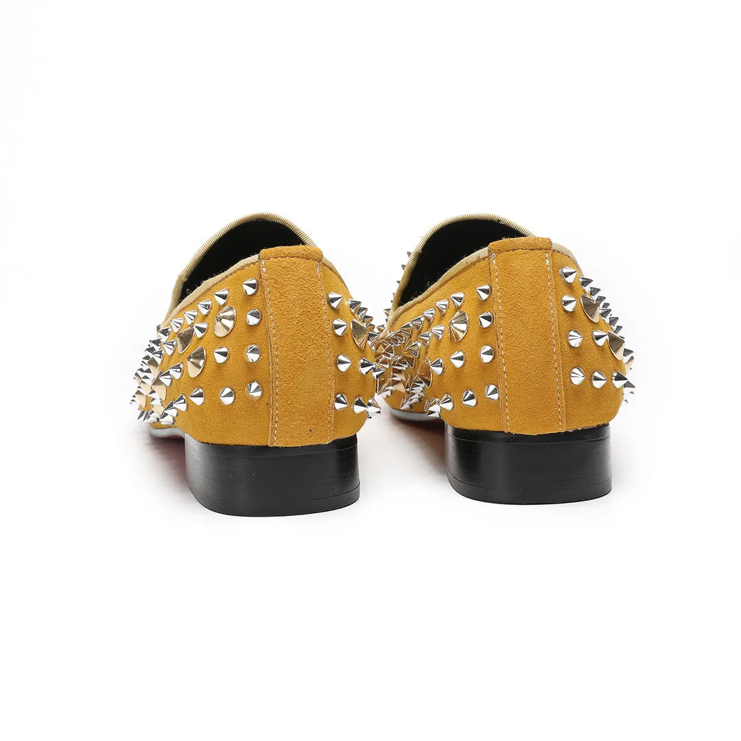 Leather shoes men's 2024 new trend Doudou shoes business casual shoes cowhide punk rhinestone one pedal lazy shoes