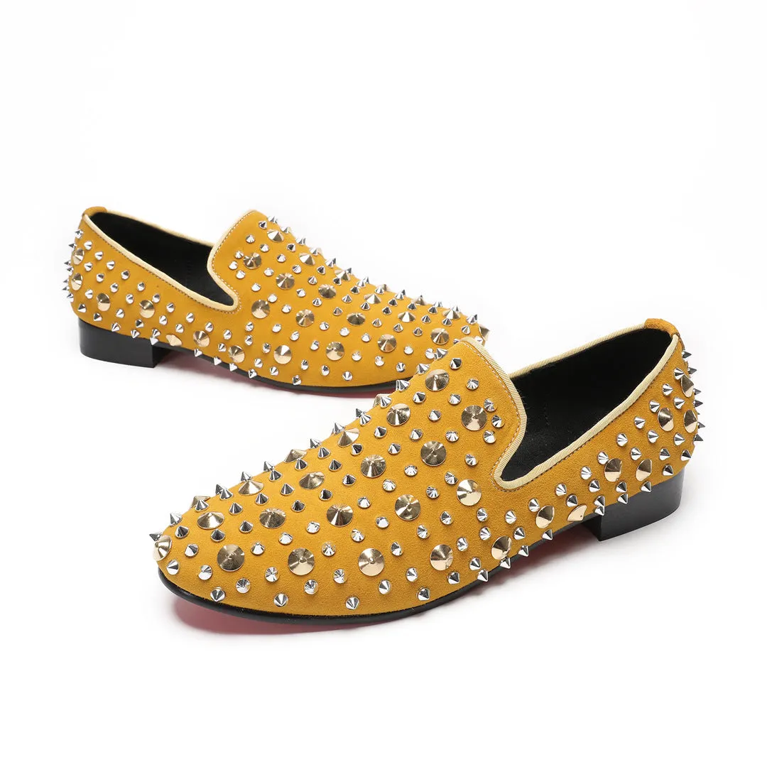 Leather shoes men's 2024 new trend Doudou shoes business casual shoes cowhide punk rhinestone one pedal lazy shoes