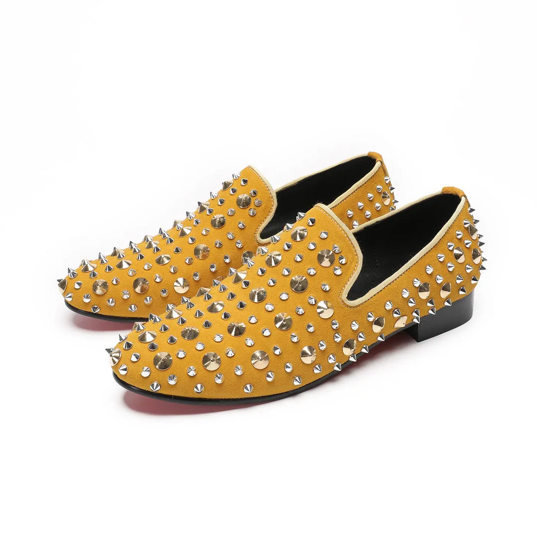 Leather shoes men's 2024 new trend Doudou shoes business casual shoes cowhide punk rhinestone one pedal lazy shoes