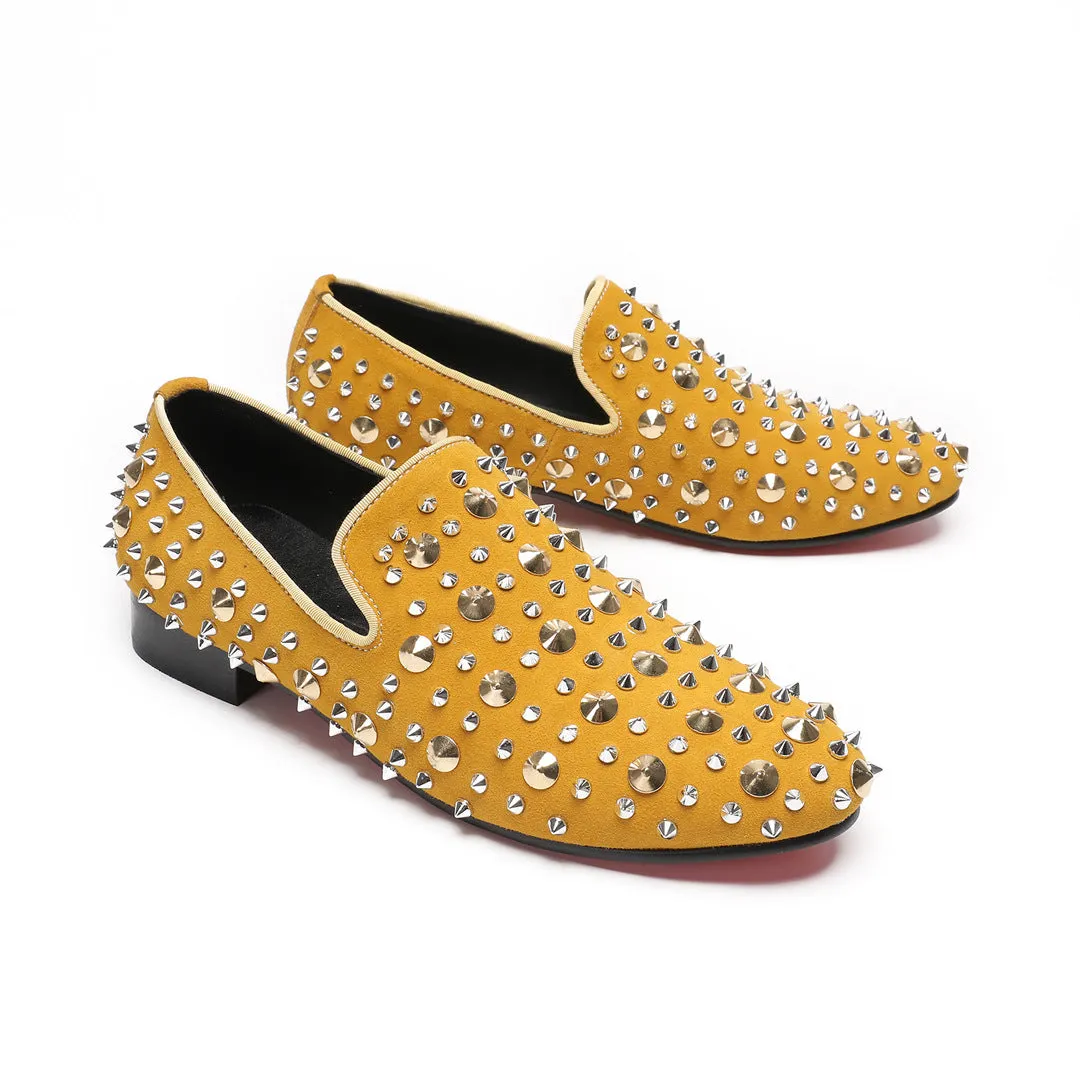 Leather shoes men's 2024 new trend Doudou shoes business casual shoes cowhide punk rhinestone one pedal lazy shoes