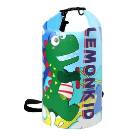 Little Surprise Box, Blue Dino Big Size Clip on & Backpack style Waterproof Swimming Bag/ Beach Bag