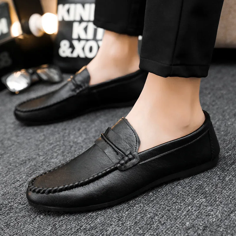 Low-top summer British style wear-resistant leather surface Loafu Doudou shoes business high-end lightweight soft surface simple style formal men