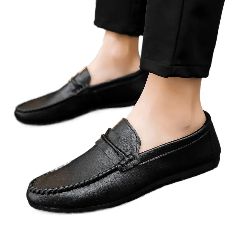 Low-top summer British style wear-resistant leather surface Loafu Doudou shoes business high-end lightweight soft surface simple style formal men