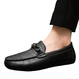 Men's Love Doudou Shoes Men's Work Casual Leather Shoes Black Business Fashion One Pedal Work Trend Shoes Driving