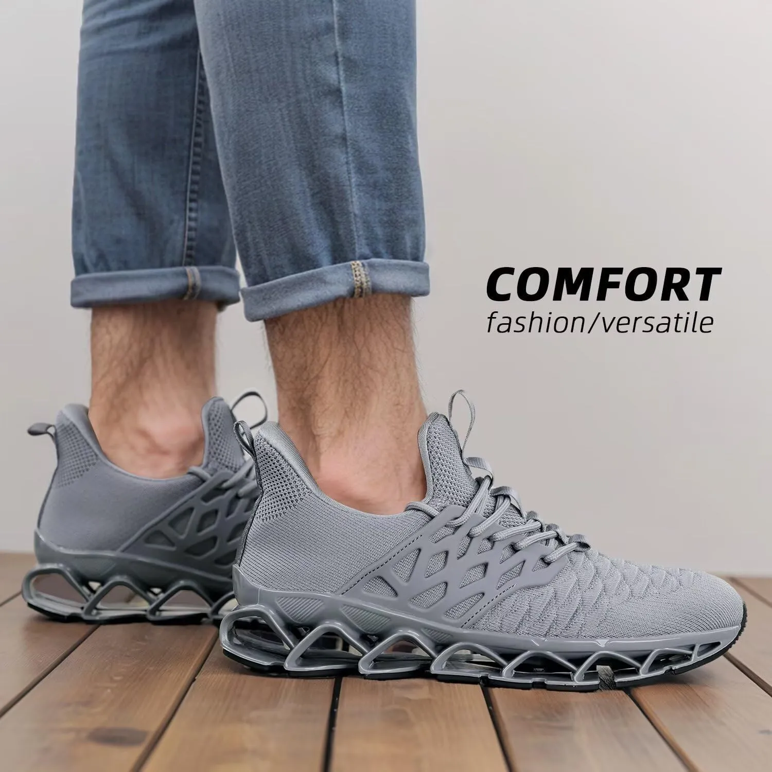 Mens Slip on Walking Shoes Running Blade Tennis Casual Fashion Sneakers Comfortable Non Slip Gym Athletic Sport Trainers