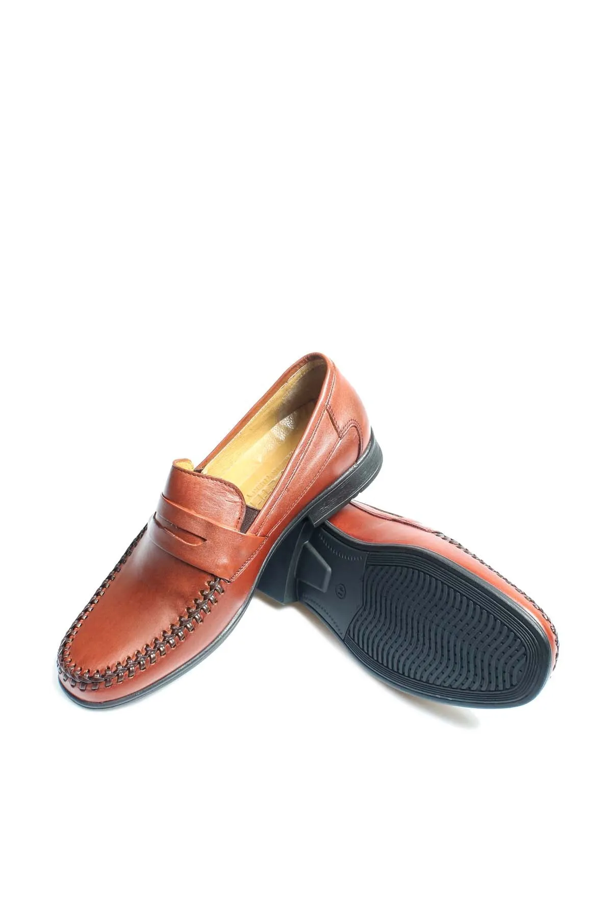 Men's Tan Leather Moccasin Loafers-Wessi