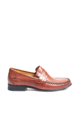 Men's Tan Leather Moccasin Loafers-Wessi