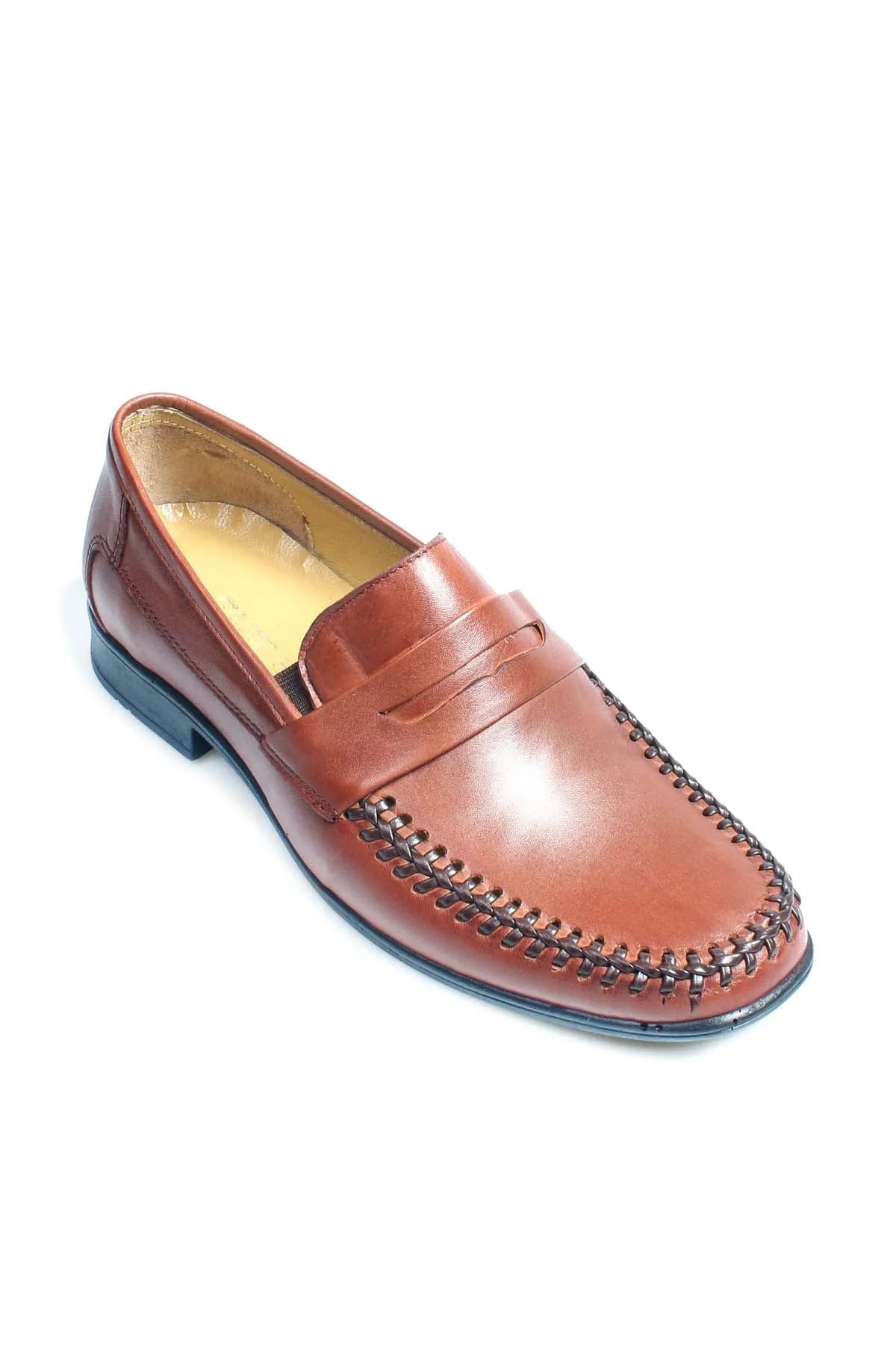 Men's Tan Leather Moccasin Loafers-Wessi