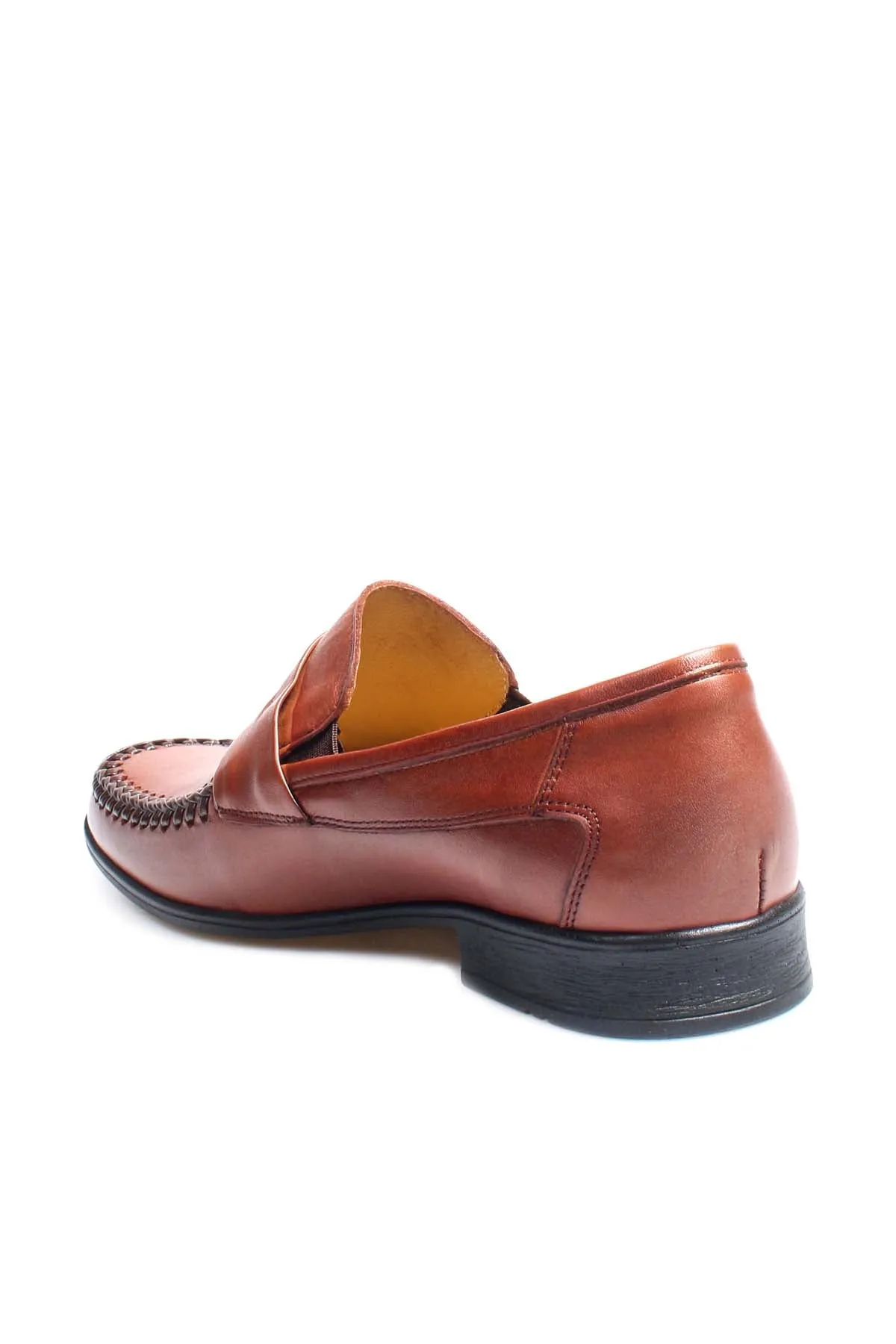 Men's Tan Leather Moccasin Loafers-Wessi