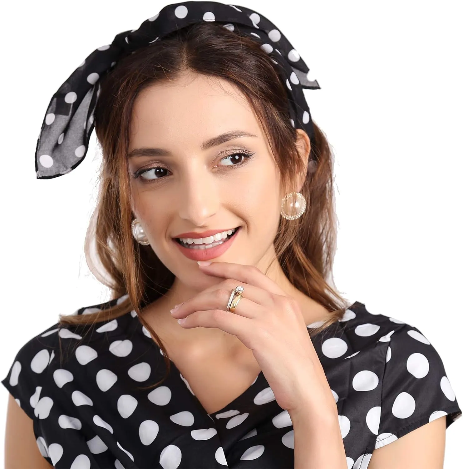 MissShorthair 50s Chiffon Scarf Sheer Square Neck Head Scarf for Women
