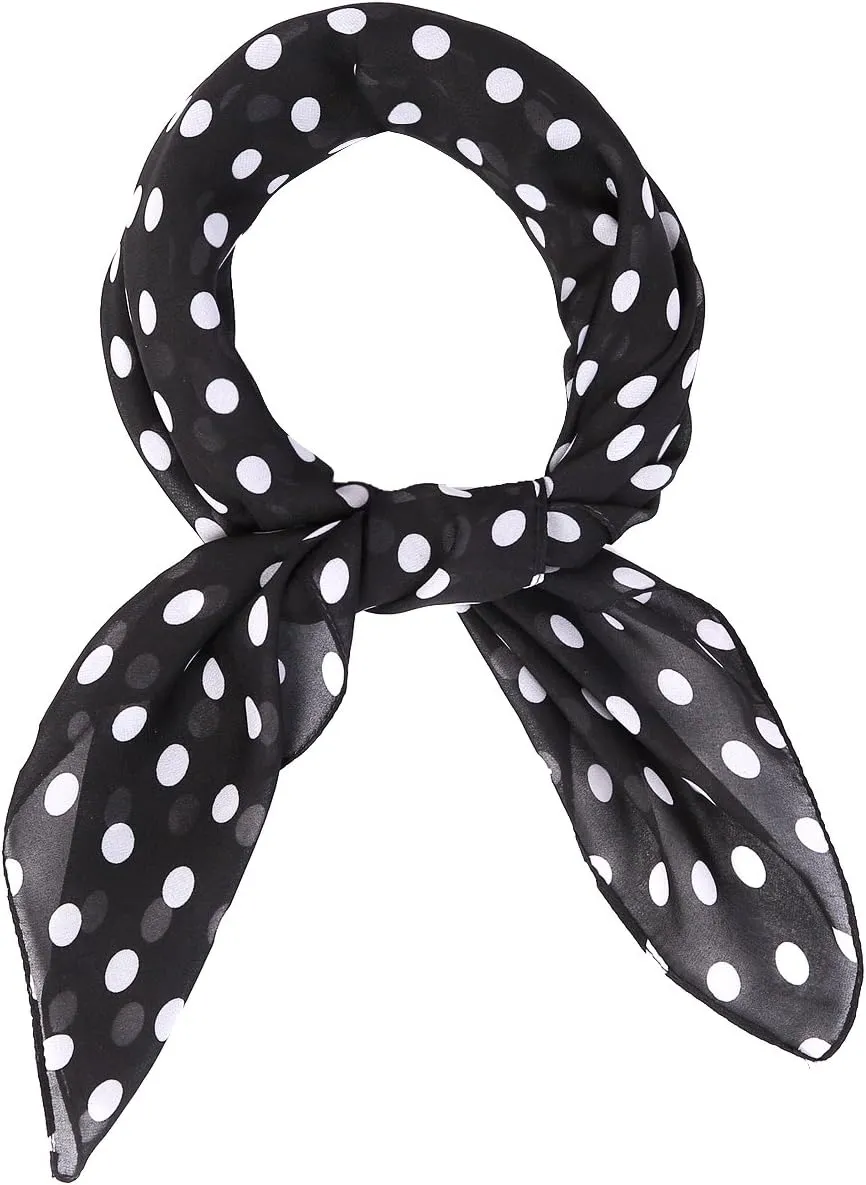 MissShorthair 50s Chiffon Scarf Sheer Square Neck Head Scarf for Women