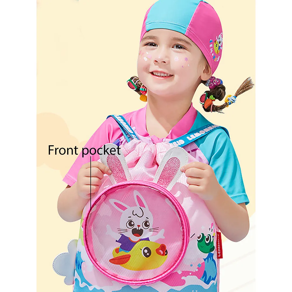 Pink Kids Bunny ears , waterproof Swimming Bag/Beach Bag