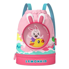 Pink Kids Bunny ears , waterproof Swimming Bag/Beach Bag