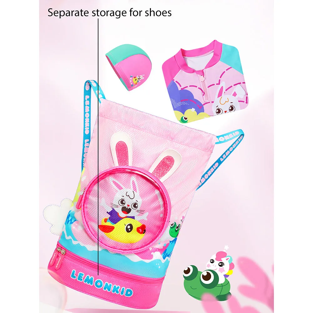 Pink Kids Bunny ears , waterproof Swimming Bag/Beach Bag