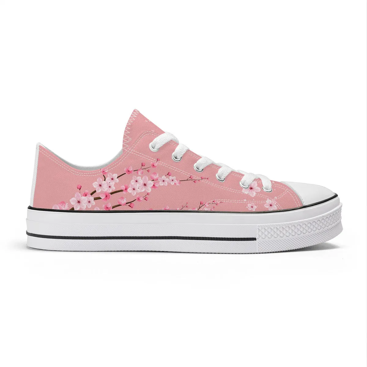 Pink Sakura Low Top Canvas Shoes