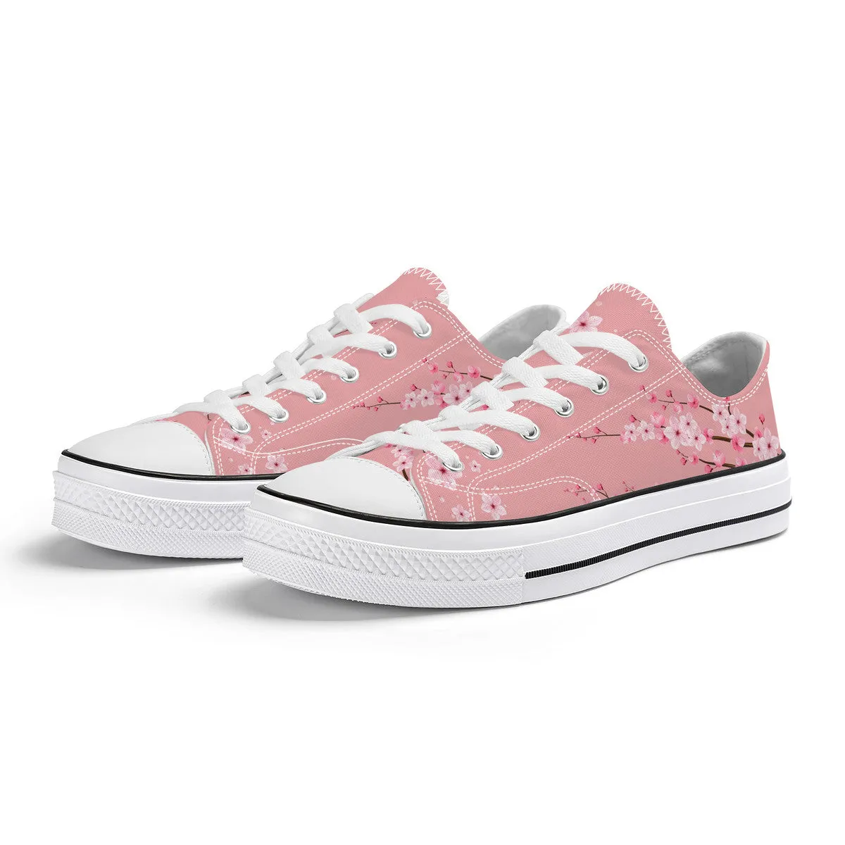 Pink Sakura Low Top Canvas Shoes