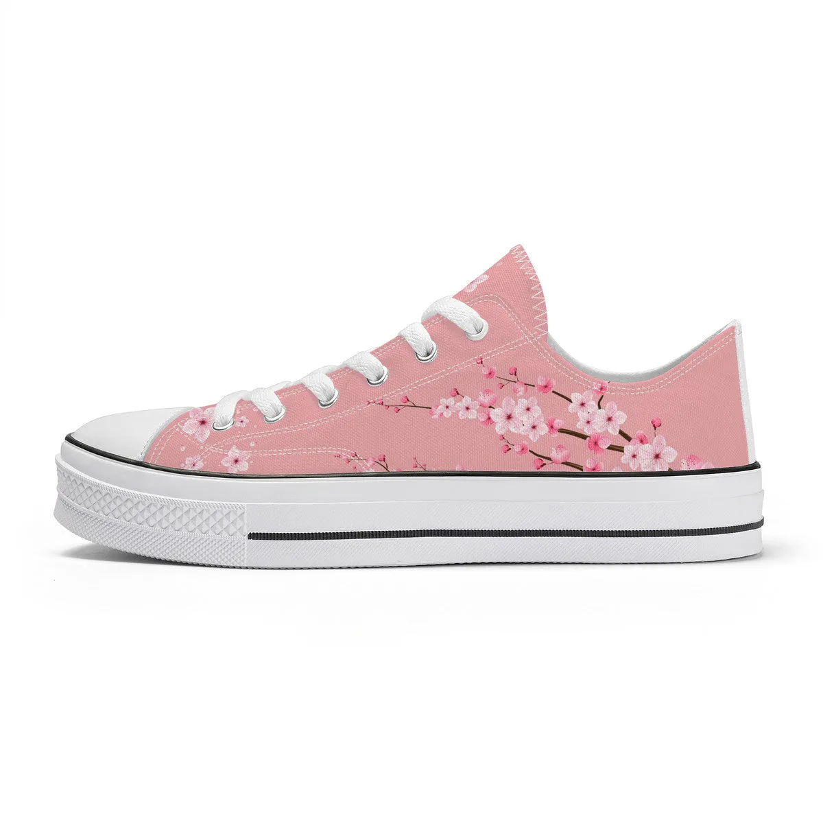 Pink Sakura Low Top Canvas Shoes