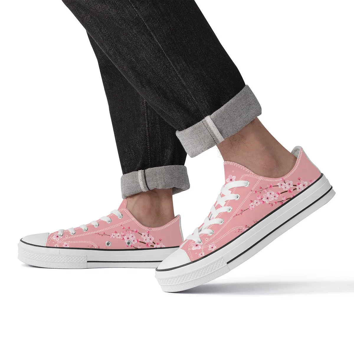 Pink Sakura Low Top Canvas Shoes