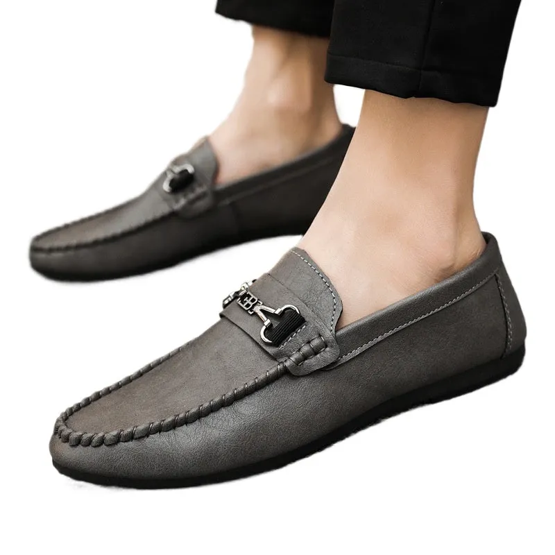 Premium boys shoes men's shoes one-pedal fashion leather dress leather shoes men's loafers Doudou shoes Korean version casual