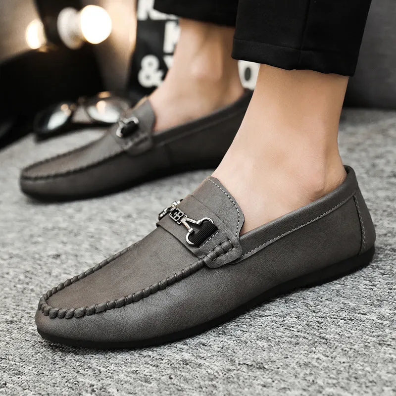 Premium boys shoes men's shoes one-pedal fashion leather dress leather shoes men's loafers Doudou shoes Korean version casual