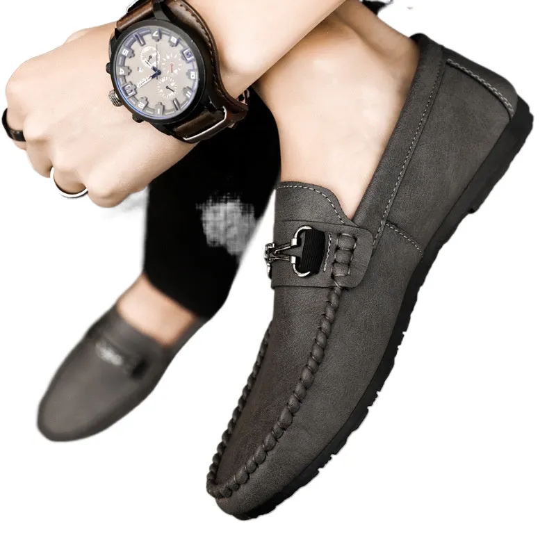 Premium boys shoes men's shoes one-pedal fashion leather dress leather shoes men's loafers Doudou shoes Korean version casual