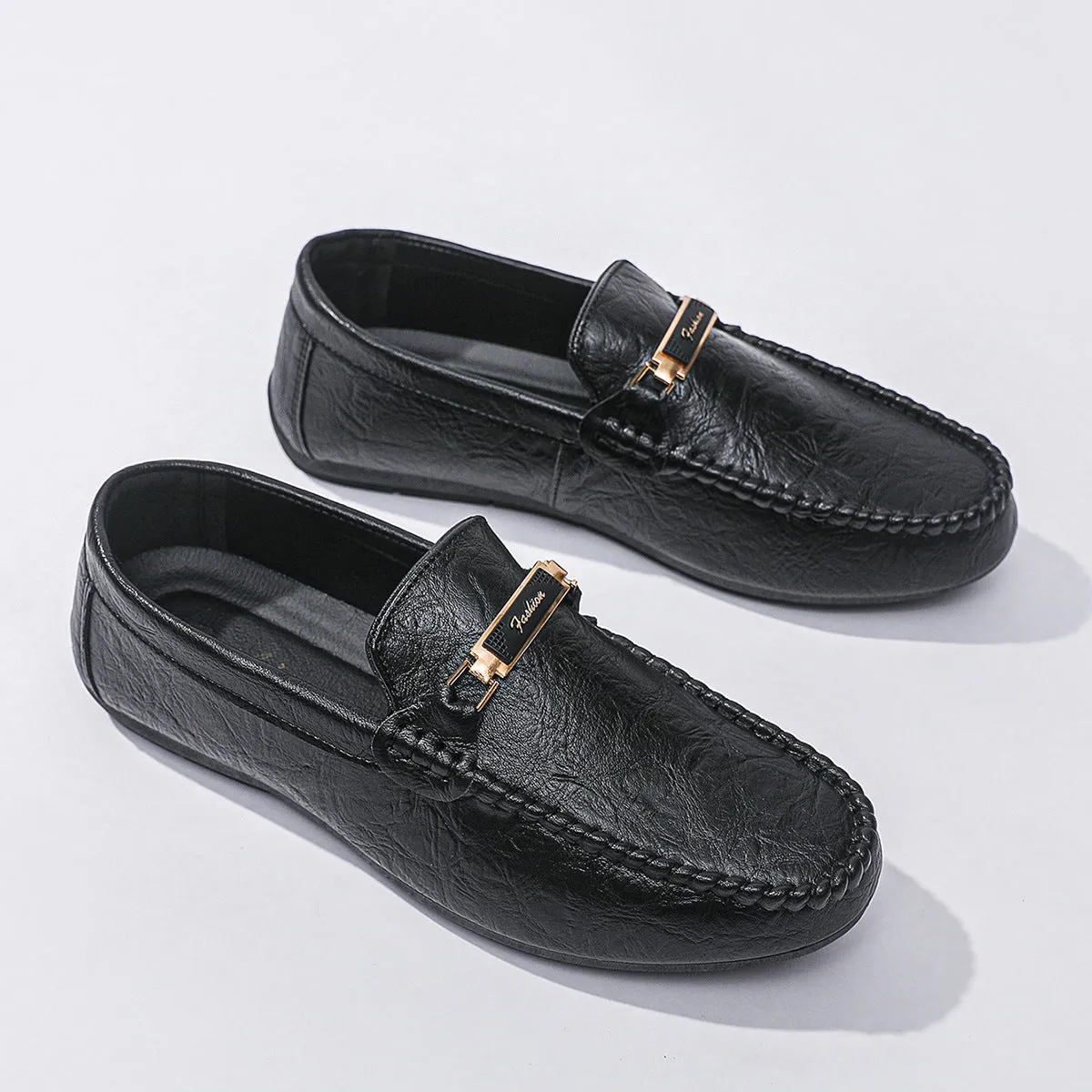 Round head soft sole comfortable men's color trendy single shoes British spring men's one-pedal Doudou loafers men's shoes