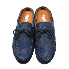 Sao Qichao brand embroidered heel less semi trailing Doudou shoes men's breathable casual leather shoes Baotou lazy shoes rose red